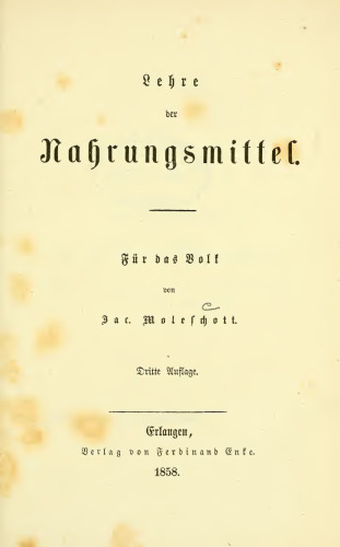 Lehre der Nahrungsmittel. Für das Volk