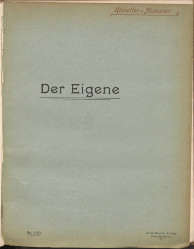 Der Eigene: No. 9–10, am 15. März 1897