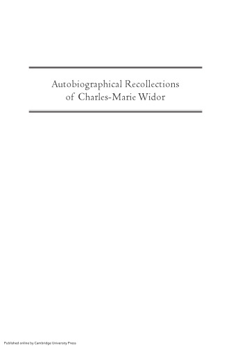 Autobiographical Recollections of Charles-Marie Widor