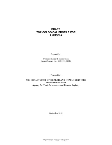 Toxicological profiles - Ammonia