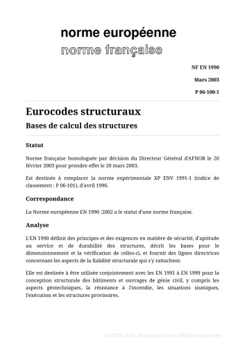 Eurocode 0 : Base de calcul des structures