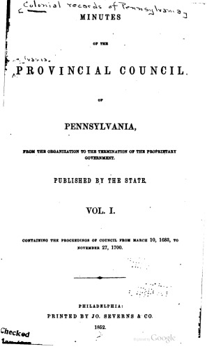 Minutes of Provincial Council of Pennsylvania