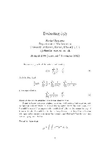 Evaluating ζ(2)