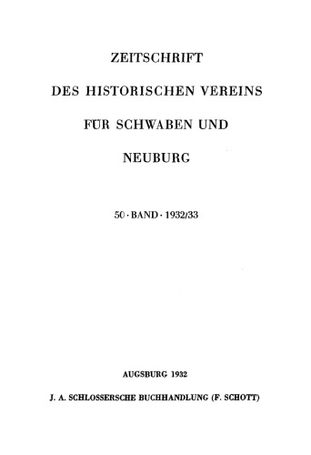 Zeitschrift des Historischen Vereins für Schwaben und Neuburg