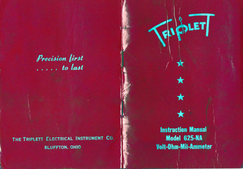Triplett volt-ohm-milliammeter - instruction manual 625-NA and 666-HH