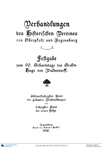 Verhandlungen des Historischen Vereins für Oberpfalz und Regensburg