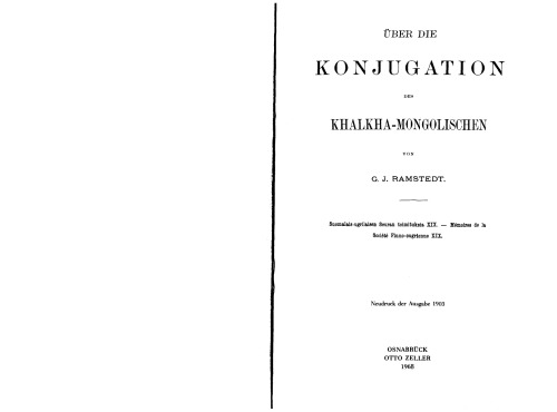 Über die Konjugation des Khalkha-Mongolischen