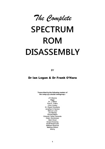 The Complete Spectrum ROM Disassembly