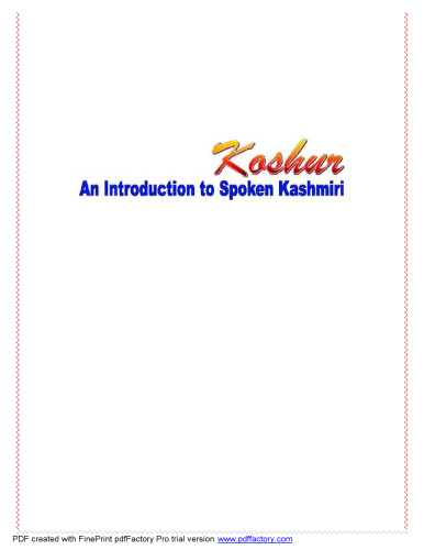 Koshur: An Introduction to Spoken Kashmiri