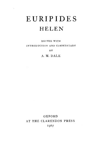 Euripides: Helen (edited with introduction and commentary)