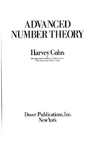 Advanced Number Theory