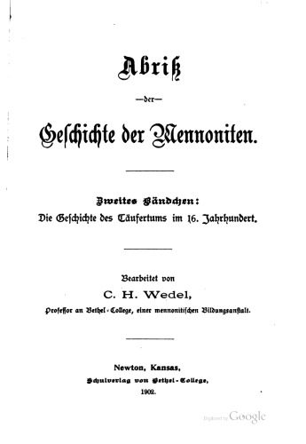 Die Geschichte des Täufertums im 16. Jahrhunderts