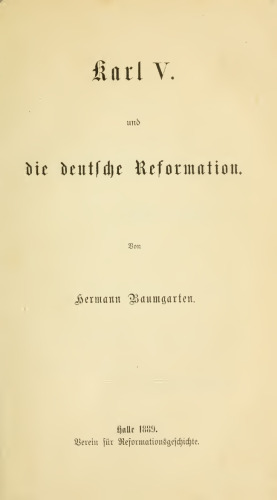Karl V. und die deutsche Reformation