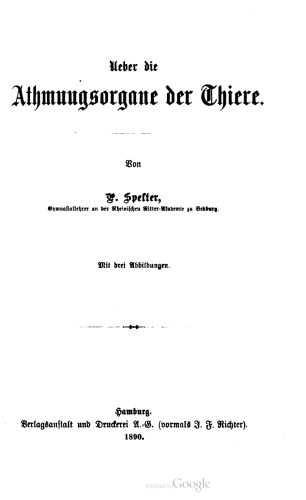 Über die Atmungsorgane der Tiere