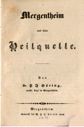 Mergentheim und seine Heilquelle