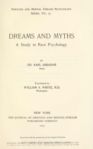 Dreams and Myths: A Study in Race Psychology