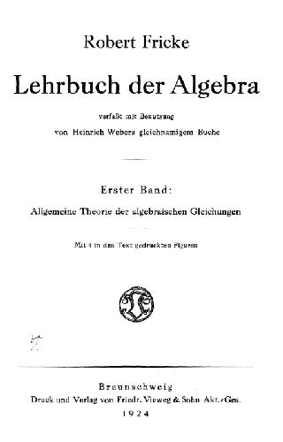 Lehrbuch der Algebra