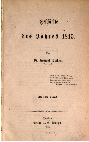 Geschichte des Jahres 1815