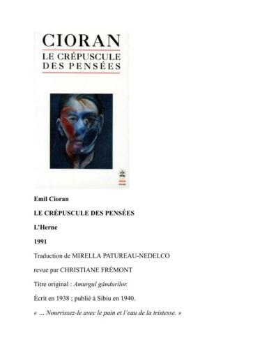 Le Crépuscule des pensées