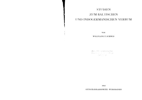 Studien zum Baltischen und Indogermanischen Verbum