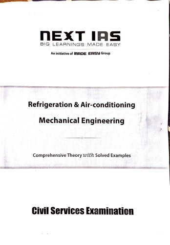 Refrigeration and Air Conditioning UPSC CSE Mechanical Engineering Optional postal study material