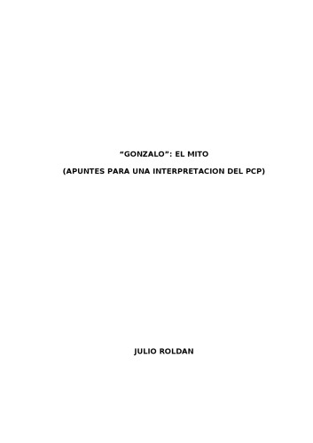 "Gonzalo": el mito (Apuntes para una interpretación del PCP)