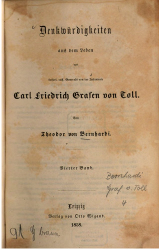 Denkwurdigkeiten aus dem Leben Carl Friedrich Grafen von Toll
