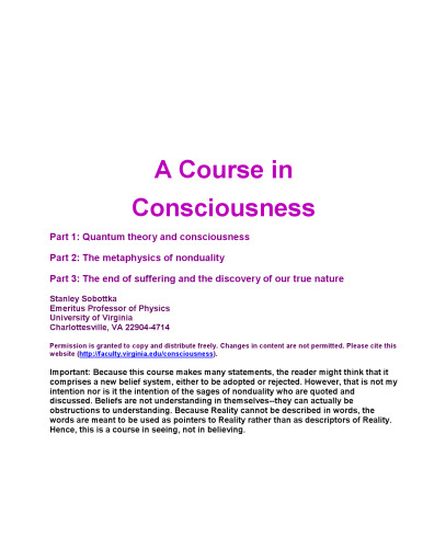A course in consciousness