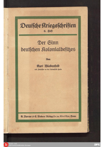 Der Sinn deutschen Kolonialbesitzes