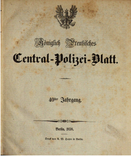 Königlich Preußisches Central-Polizei-Blatt
