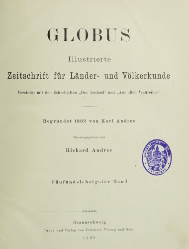 Globus. Illustrierte Zeitschrift für Länder- und Völkerkunde