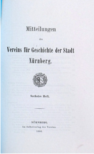 Mitteilungen des Vereins für Geschichte der Stadt Nürnberg