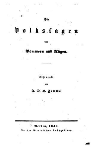 Die Volkssagen von Pommern und Rügen