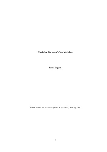 Modular Forms of one variable