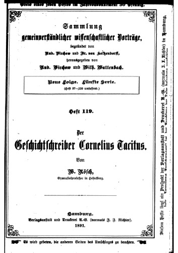 Der Geschichtschreiber Cornelius Tacitus