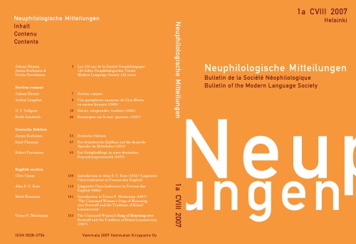 Neuphilologische Mitteilungen : Bulletin de la Société Néophilologique = Bulletin of the Modern Language Society