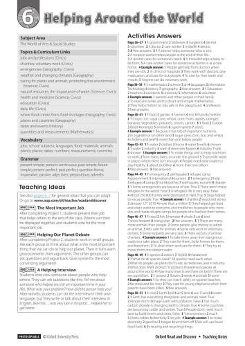 Helping Around the World. Read and Discover. Level 6