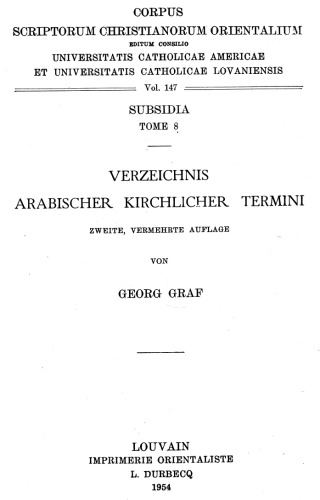 Verzeichnis arabischer kirchlicher Termini