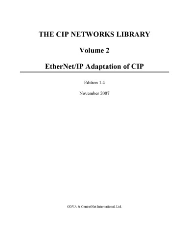 EtherNet/IP Adaptation of CIP