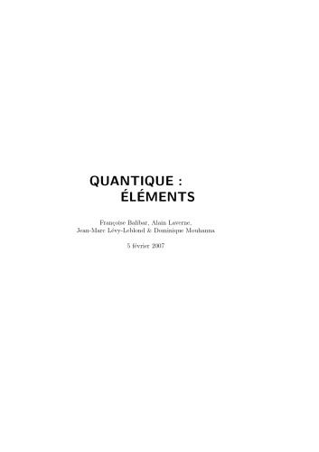 Quantique : éléments