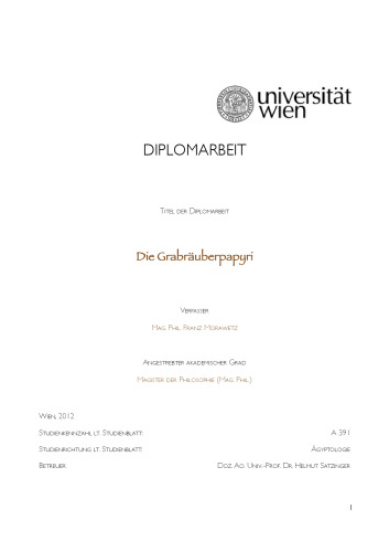 [Master's Disseration] Die Grabräuberpapyri