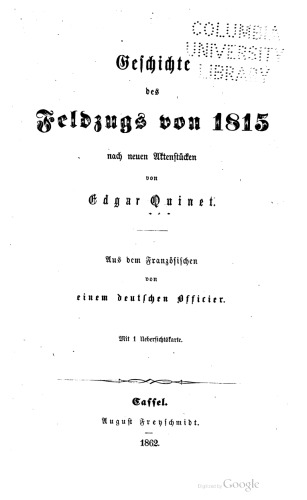 Geschichte des Feldzugs von 1815 nach neuen Aktenstücken