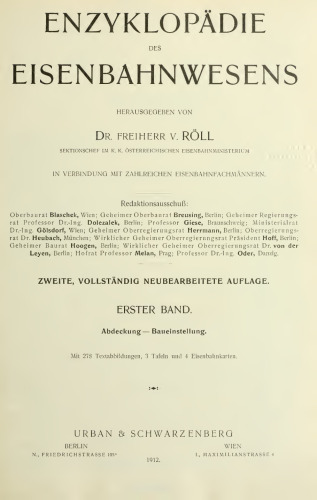 Enzyklopädie des Eisenbahnwesens / Abdeckung - Baueinstellung