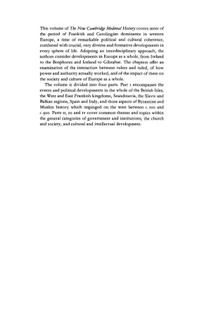 The New Cambridge Medieval History. Vol. 2: c.700-c.900