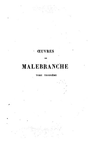 Recherche de la verite I