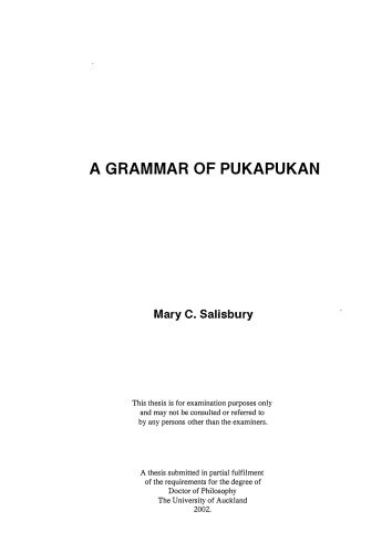 A Grammar of Pukapukan