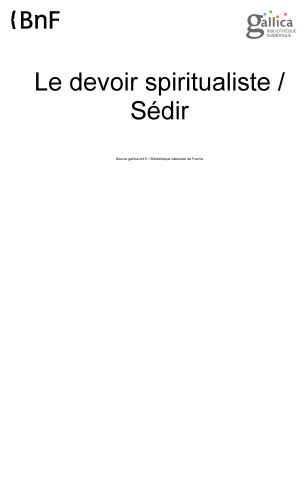 Le devoir spiritualiste