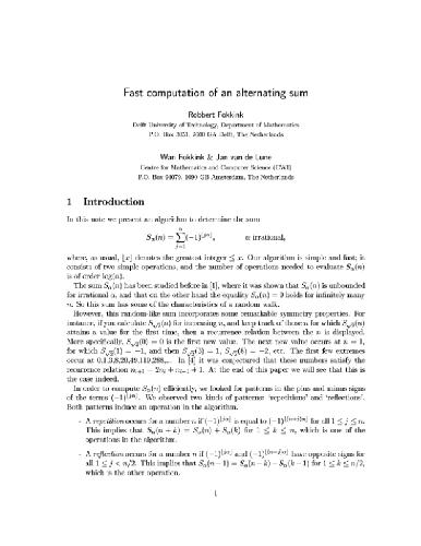 Fast computation of an alternating sum