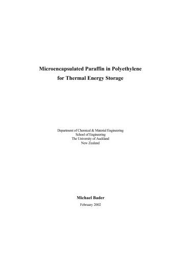Microencapsulated paraffin in polyethylene for thermal energy storage. (Микрокапсулирование парафина в полиэтилен для аккумулирования тепла)