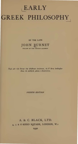 Early Greek Philosophy
